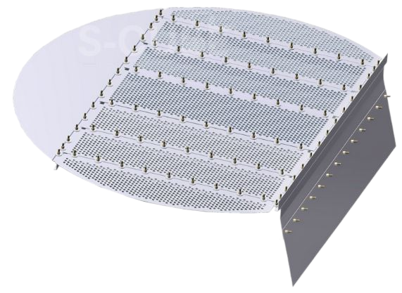 SCM Sieve Tray - Circular sieve tray section with perforations